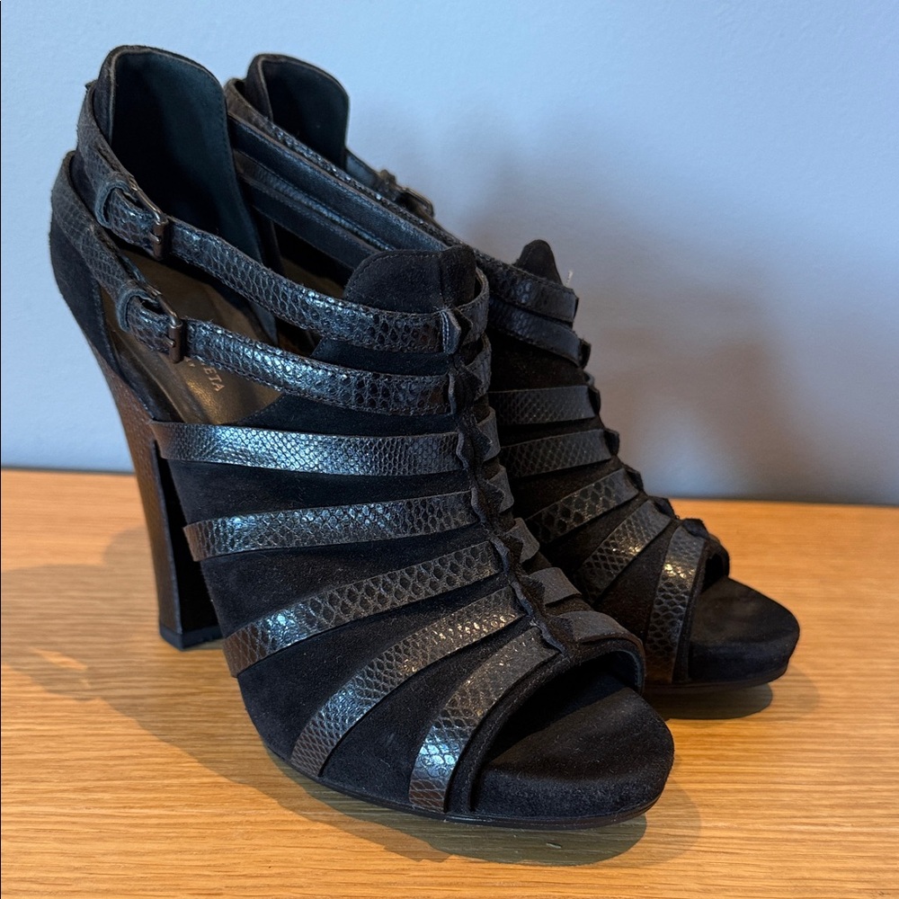 Bottega Veneta Black Strappy Heels